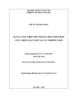 Quản lý bồi dưỡng hiệu trưởng các trường mầm non tỉnh vĩnh phúc theo hướng chuẩn hóa  luận văn ths  gióa dục học 60 14 05 