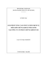 Giải pháp nâng cao chất lượng dịch vụ môi giới chứng khoán phái sinh tại công ty cổ phần chứng khoán SSI 