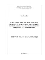 Quản lý hoạt động ứng dụng công nghệ thông tin và truyền thông trong dạy học tại trường trung học phổ thông sáng sơn   huyện sông lô   tỉnh vĩnh phúc 