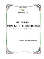 Bài giảng Khởi sự kinh doanh: Phần 1 - ĐH Phạm Văn Đồng
