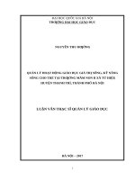 Quản lý hoạt động giáo dục giá trị sống, kỹ năng sống cho trẻ tại trường mầm non b xã tứ hiệp, huyện thanh trì, thành phố hà nội  