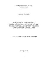 Những biện pháp quản lý nhằm nâng cao hiệu quả tự học ngoại ngữ của sinh viên trường cao đẳng du lịch hà nội 