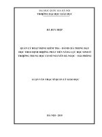 Quản lý hoạt động kiểm tra   đánh giá trong dạy học theo định hướng phát triển năng lực học sinh ở trường trung học cơ sở nguyễn bá ngọc   hải phòng   