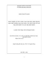 Phát triển tư duy sáng tạo cho học sinh trung học phổ thông qua dạy học các bài toán về giá trị lớn nhất và giá trị nhỏ nhất   