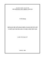 Mối quan hệ giữa hoạt động ngoài giờ lên lớp và kết quả PISA 2012 của học sinh việt nam luận văn ths  khoa học giáo dục 60 14 01 