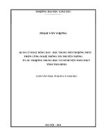 Quản lý hoạt động dạy   học trong môi trường phát triển công nghệ thông tin truyền thông ở các trường trung học cơ sở huyện thái thụy, tỉnh thái bình   