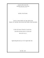 Quản lý hoạt động dạy học môn toán trong các trường trung học phổ thông tỉnh thái bình 
