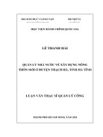 Quản lý nhà nước về xây dựng nông thôn mới ở huyện thạch hà, tỉnh hà tĩnh 