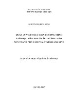 Quản lý việc thực hiện chương trình giáo dục mầm non ở các trường mầm non thành phố cẩm phả, tỉnh quảng ninh   