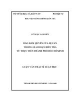 Bảo đảm quyền của bị can trong giai đoạn điều tra   từ thực tiễn thành phố hồ chí minh 