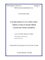 Văn hóa pháp lý của công chức trong cơ quan nhà nước hành chính cấp huyện tỉnh lâm đồng 