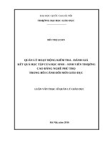 Quản lý hoạt động kiểm tra – đánh giá kết quả học tập của học sinh – sinh viên trường cao đẳng nghề phú thọ trong bối cảnh đổi mới giáo dục   