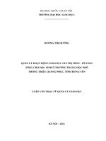 Quản lý hoạt động giáo dục giá trị sống  kỹ năng sống cho học sinh ở trường trung học phổ thông triệu quang phục, tỉnh hưng yên 