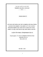 Xây dựng hệ thống bài tập và hướng dẫn hoạt động giải bài tập chương dao động cơ vật lí 12 nhằm bồi dưỡng học sinh giỏi và phát huy năng khiếu của học sinh trung học phổ thông chuyên   