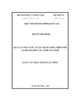 Quản lý nhà nước về xây dựng nông thôn mới tại huyện bến cầu tỉnh tây ninh 