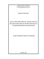 Quản lý hoạt động kiểm tra   đánh giá kết quả học tập của học sinh các trường THCS thành phố cẩm phả, tỉnh quảng ninh 