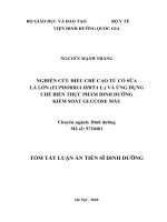 Nghiên cứu điều chế cao từ cỏ sữa lá lớn (Euphobia hirta L.) và ứng dụng chế biến thực phẩm dinh dưỡng kiểm soát glucose máu