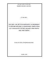 Dạy học chủ đề tích hợp phần cacbohiđrat và polime hóa học 12 nhằm phát triển năng lực giải quyết vấn đề cho học sinh trung học phổ thông 