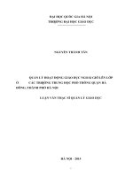 Quản lí hoạt động giáo dục ngoài giờ lên lớp ở các trường trung học phổ thông quận hà đông, thành phố hà nội 