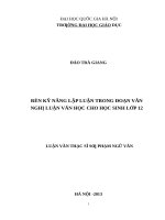 Rèn kỹ năng lập luận trong đoạn văn nghị luận văn học cho học sinh lớp 12   