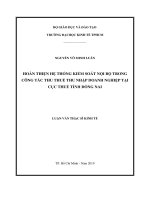 Hoàn thiện hệ thống kiểm soát nội bộ trong công tác thu thuế thu nhập doanh nghiệp tại cục thuế tỉnh đồng nai 