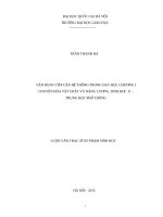 Vận dụng tiếp cận hệ thống trong dạy học chương i chuyển hóa vật chất và năng lượng, sinh học 11   trung học phổ thông 