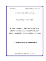 Tổ chức và hoạt động tiếp công dân trong cơ quan chuyên môn của ủy ban nhân dân thành phố hồ chí minh 