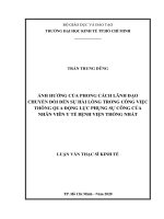 Ảnh hưởng của phong cách lãnh đạo chuyển đổi đến sự hài lòng trong công việc thông qua động lực phụng sự công của nhân viên y tế bệnh viện thống nhất 