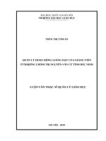 Quản lý hoạt động giảng dạy của giảng viên ở trường chính trị nguyễn văn cừ tỉnh bắc ninh 