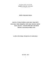 Quản lý hoạt động giáo dục đạo đức cho học sinh trường tiểu học hoàng minh đạo, quận 8   thành phố hồ chí minh trong giai đoạn hiện nay   
