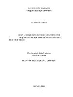 Quản lí hoạt động dạy học môn tiếng anh ở trường trung học phổ thông nguyễn trãi, tỉnh ninh thuận 