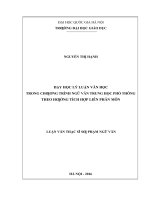 Dạy học lý luận văn học trong chương trình ngữ văn trung học phổ thông theo hướng tích hợp liên phân môn 