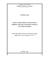 Quản lý hoạt động chuyên môn ở trường tiểu học yên khang huyện ý yên tỉnh nam định 