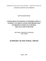 Nghiên cứu điều chế cao từ cỏ sữa lá lớn (euphobia hirta l ) và ứng dụng chế biến thực phẩm dinh dưỡng kiểm soát glucose máu tt tiếng anh 