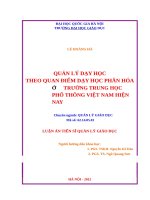 Quản lý dạy học theo quan điểm dạy học phân hóa ở trường trung học phổ thông việt nam hiện nay  