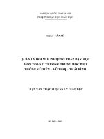 Quản lý đổi mới phương pháp dạy học môn toán ở trường trung học phổ thông vũ tiên, vũ thư, thái bình   