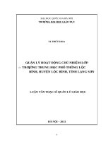 Quản lý hoạt động chủ nhiệm lớp ở trường trung học phổ thông lộc bình, huyện lộc bình, tỉnh lạng sơn   