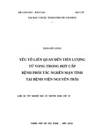 yếu tố liên quan đến tiên lượng tử vong trong đợt cấp bệnh phỏi tấc nghẽn mạn tính tại bệnh viện nguyên trãi 