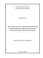 Phát triển năng lực giao tiếp toán học cho học sinh trong dạy học chủ đề quan hệ vuông góc trong không gian (lớp 11) 