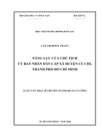 Năng lực của chủ tịch ủy ban nhân dân cấp xã huyện củ chi, thành phố hồ chí minh 