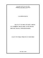 Quản lý văn hóa tổ chức trong các trường trung học cơ sở thành phố nha trang, tỉnh khánh hòa 