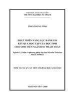 Phát triển năng lực đánh giá kết quả học tập của học sinh cho sinh viên ngành sư phạm toán tt 