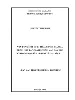 Vận dụng một số kĩ thuật đánh giá quá trình học tập của học sinh vào dạy học chương đạo hàm – đại số và giải tích 11 