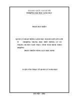 Quản lý hoạt động giáo dục ngoài giờ lên lớp ở trường trung học phổ thông lý tự trọng, huyện nam trực, tỉnh nam định  theo hướng phát triển năng lực học sinh   