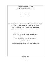 Quản lý ứng dụng công nghệ thông tin trong dạy học ở các trường trung học phổ thông huyện ba vì, thành phố hà nội trong giai đoạn hiện nay 