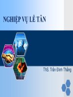 Bài giảng Nghiệp vụ lễ tân: Chương 2 - ThS. Trần Đình Thắng