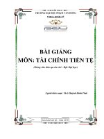 Bài giảng Tài chính tiền tệ: Phần 1 - ĐH Phạm Văn Đồng