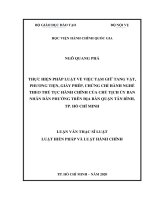 Thực hiện pháp luật về việc tạm giữ tang vật, phương tiện, giấy phép, chứng chỉ hành nghề theo thủ tục hành chính của chủ tịch ủy ban nhân dân phường trên địa bàn quận tân bình,thành phố hồ chí minh 