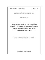 THỰC HIỆN cơ CHẾ tự CHỦ tài CHÍNH đối với các đơn vị sự NGHIỆP CÔNG lập THUỘC sở văn hóa và THỂ THAO TỈNH THỪA THIÊN huế 