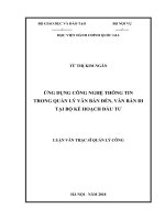 Ứng dụng công nghệ thông tin trong quản lý văn bản đến, văn bản đi tại bộ kế hoạch và đầu tư 